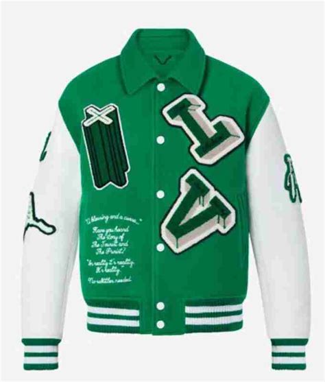 green louis vuitton varsity jacket - small - men|louis vuitton monogram varsity jacket.